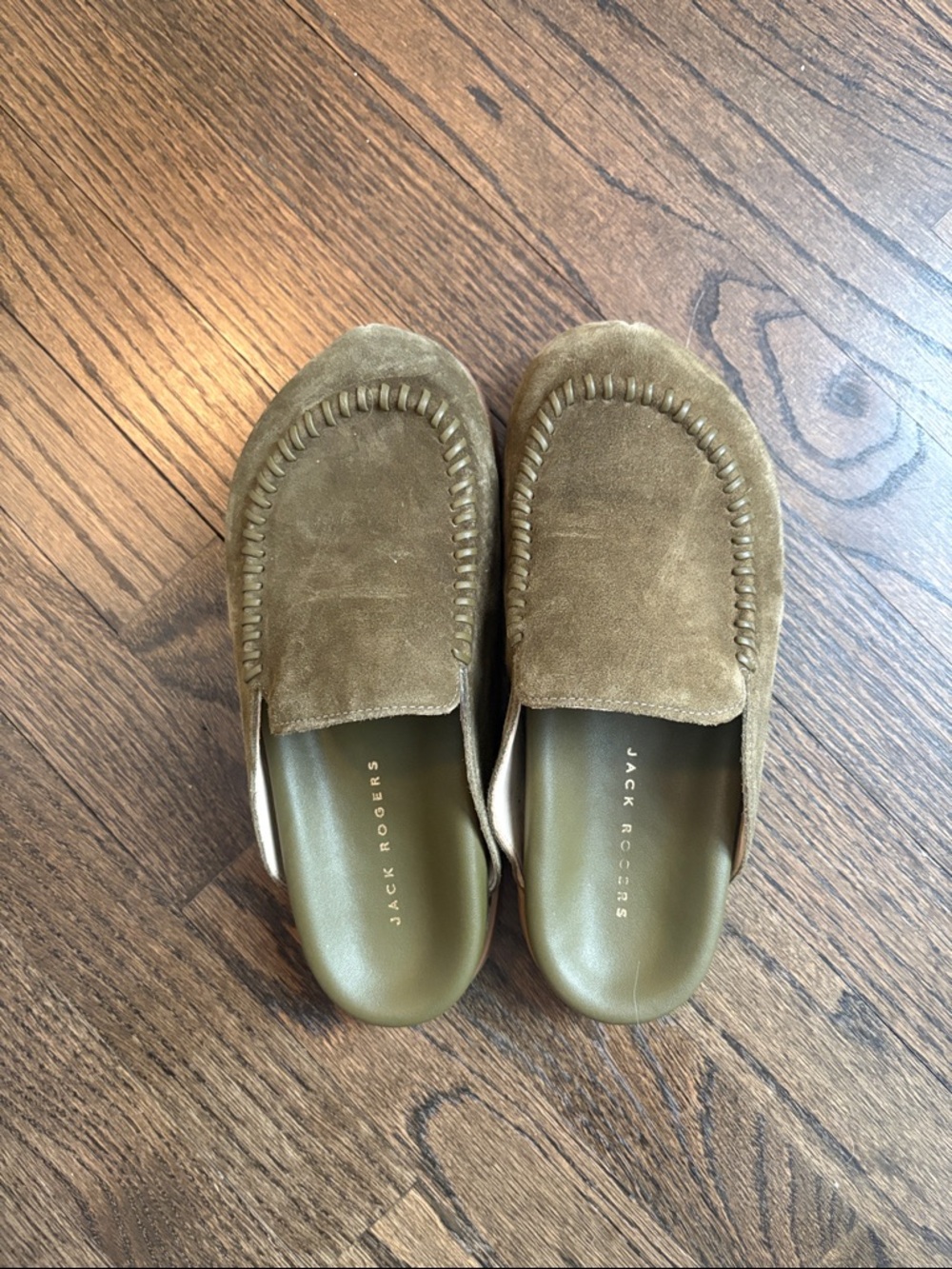 Jack Rogers Olive Suede Slip-On Loafers